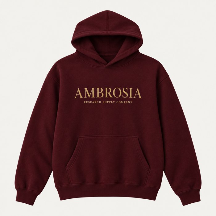 Burgundy Ambrosia hoodie with gold embroidered logo